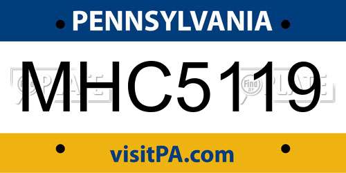MHC5119 Pennsylvania License Plate