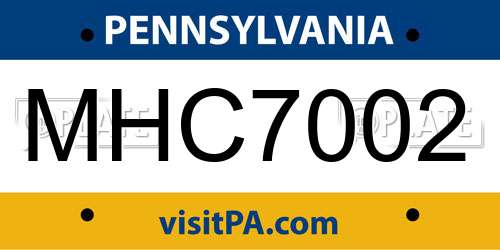 MHC7002 Pennsylvania License Plate
