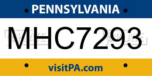 MHC7293 Pennsylvania License Plate