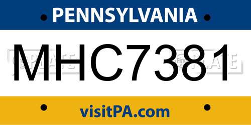 MHC7381 Pennsylvania License Plate