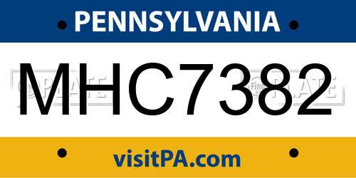 MHC7382 Pennsylvania License Plate