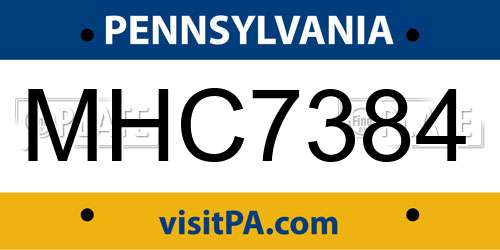 MHC7384 Pennsylvania License Plate