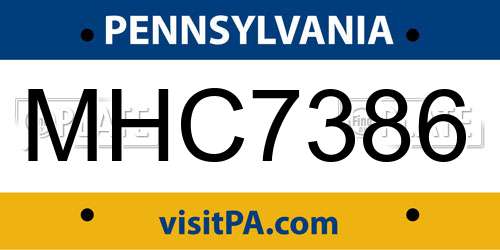 MHC7386 Pennsylvania License Plate
