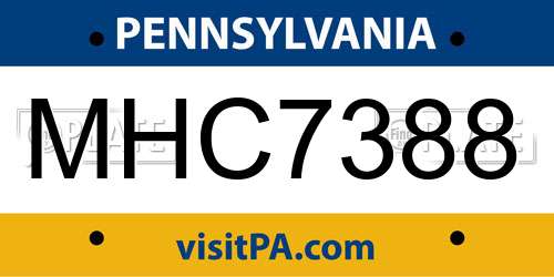 MHC7388 Pennsylvania License Plate