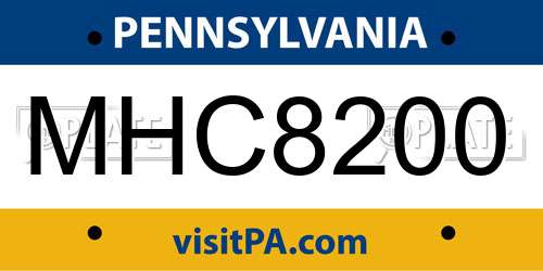 MHC8200 Pennsylvania License Plate