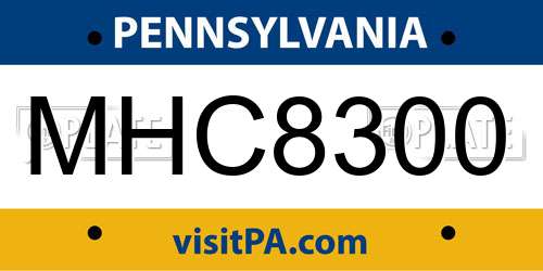 MHC8300 Pennsylvania License Plate