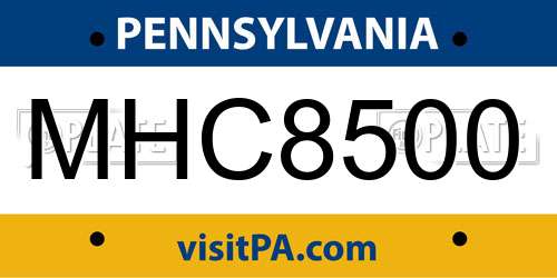 MHC8500 Pennsylvania License Plate