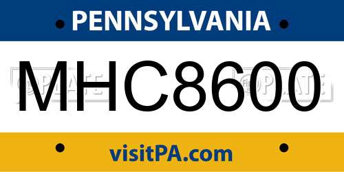 MHC8600 Pennsylvania License Plate