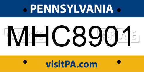 MHC8901 Pennsylvania License Plate
