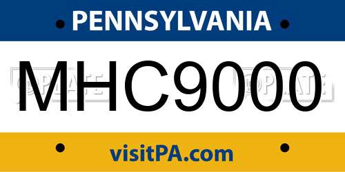 MHC9000 Pennsylvania License Plate