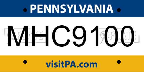 MHC9100 Pennsylvania License Plate