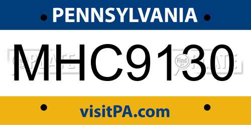 MHC9130 Pennsylvania License Plate