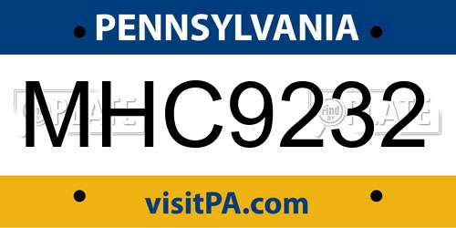MHC9232 Pennsylvania License Plate