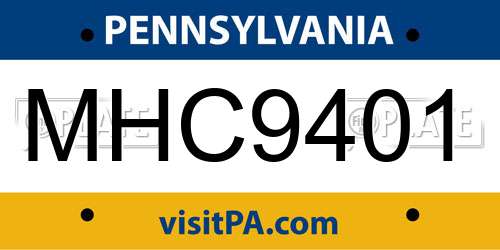 MHC9401 Pennsylvania License Plate