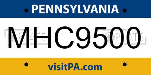 MHC9500 Pennsylvania License Plate