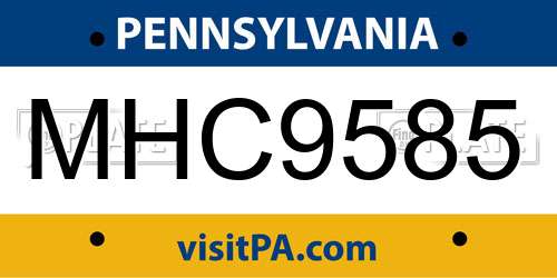 MHC9585 Pennsylvania License Plate