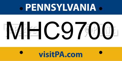 MHC9700 Pennsylvania License Plate