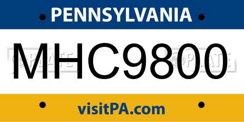 MHC9800 Pennsylvania License Plate