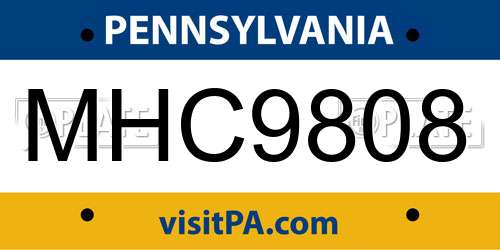MHC9808 Pennsylvania License Plate