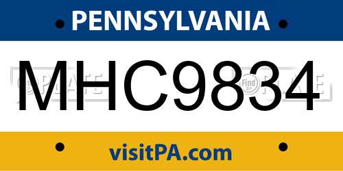 MHC9834 Pennsylvania License Plate