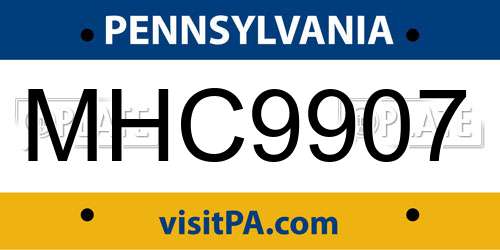 MHC9907 Pennsylvania License Plate