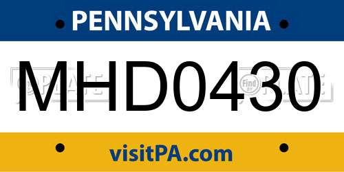 MHD0430 Pennsylvania License Plate