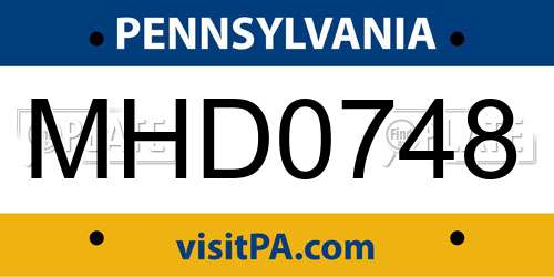 MHD0748 Pennsylvania License Plate