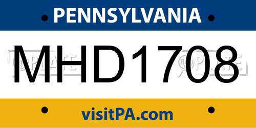 MHD1708 Pennsylvania License Plate