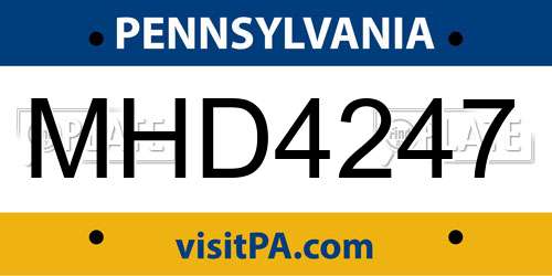 MHD4247 Pennsylvania License Plate