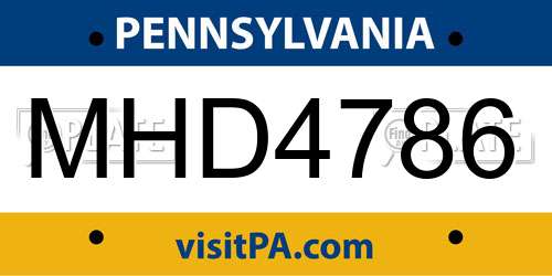 MHD4786 Pennsylvania License Plate