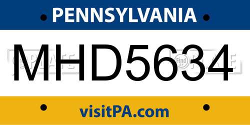 MHD5634 Pennsylvania License Plate