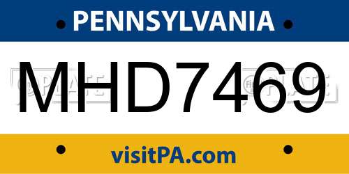 MHD7469 Pennsylvania License Plate