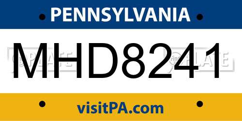 MHD8241 Pennsylvania License Plate