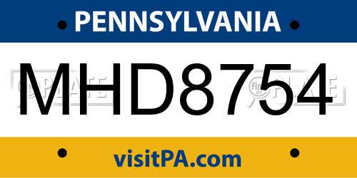 MHD8754 Pennsylvania License Plate