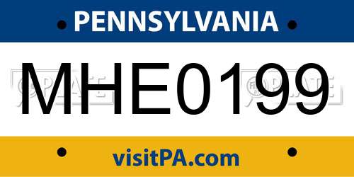 MHE0199 Pennsylvania License Plate