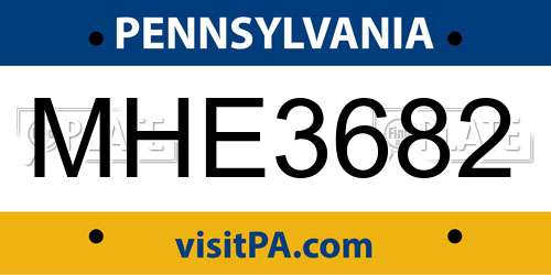 MHE3682 Pennsylvania License Plate