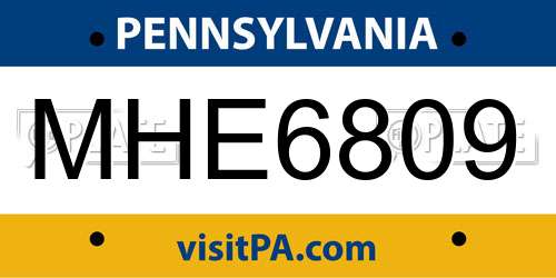 MHE6809 Pennsylvania License Plate