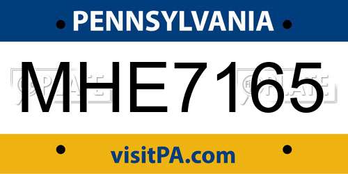 MHE7165 Pennsylvania License Plate