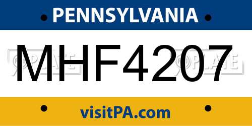 MHF4207 Pennsylvania License Plate