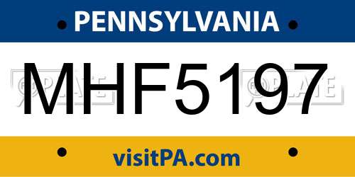 MHF5197 Pennsylvania License Plate