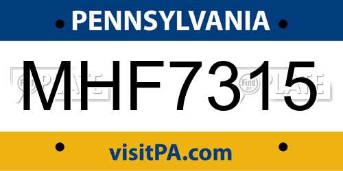 MHF7315 Pennsylvania License Plate