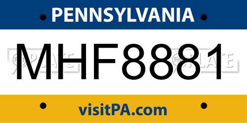 MHF8881 Pennsylvania License Plate