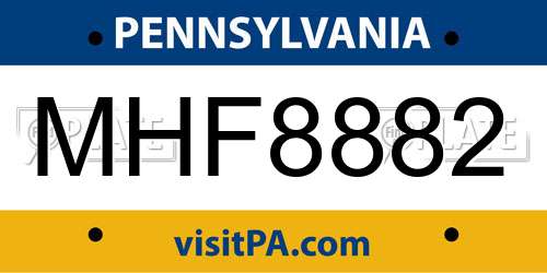 MHF8882 Pennsylvania License Plate