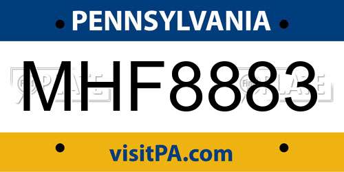 MHF8883 Pennsylvania License Plate