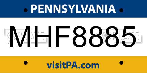 MHF8885 Pennsylvania License Plate