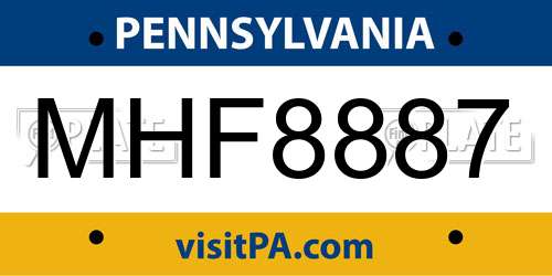MHF8887 Pennsylvania License Plate
