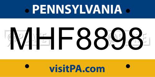 MHF8898 Pennsylvania License Plate