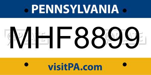 MHF8899 Pennsylvania License Plate