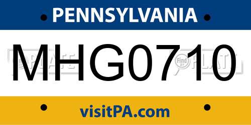 MHG0710 Pennsylvania License Plate
