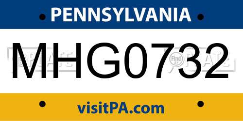 MHG0732 Pennsylvania License Plate